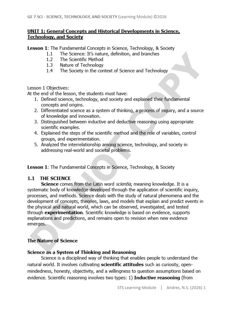 Unit 1 l1 Ge 7 Sci | PDF | Science | Experiment