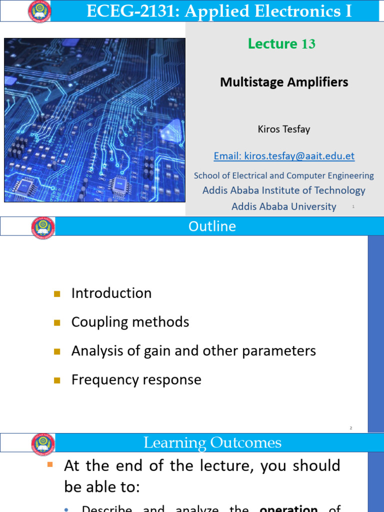 Lecture 13 Multistage Amplifiers | PDF | Amplifier | Decibel