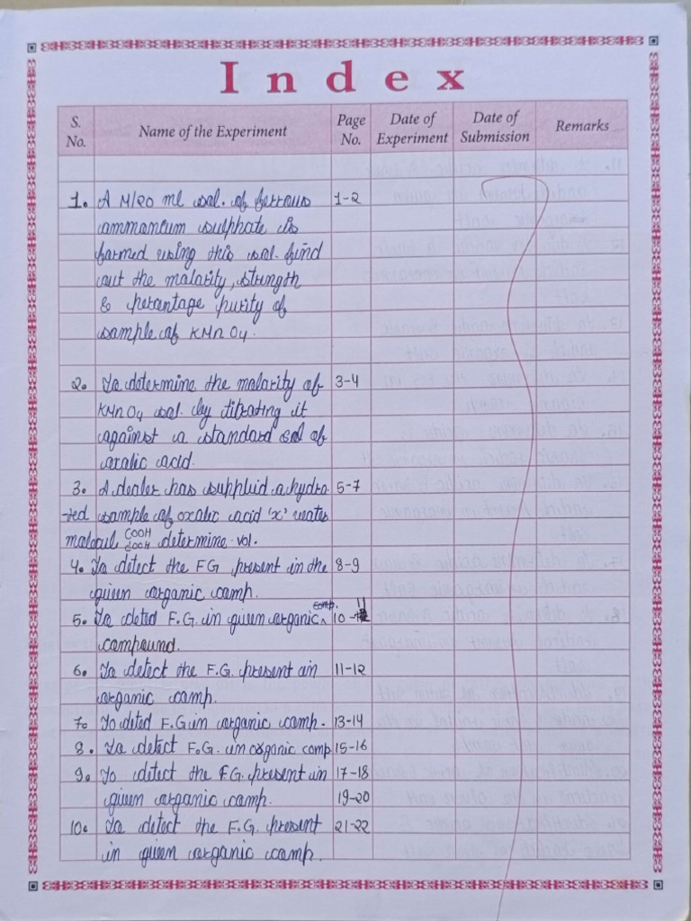 Chemistry Practical File - Class 12 | PDF