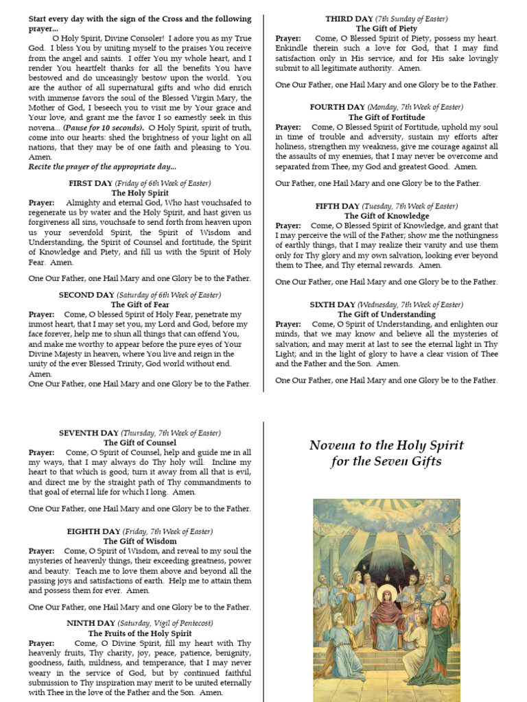 Novena To The Holy Spirit | PDF | Lord's Prayer | Glory (Religion)