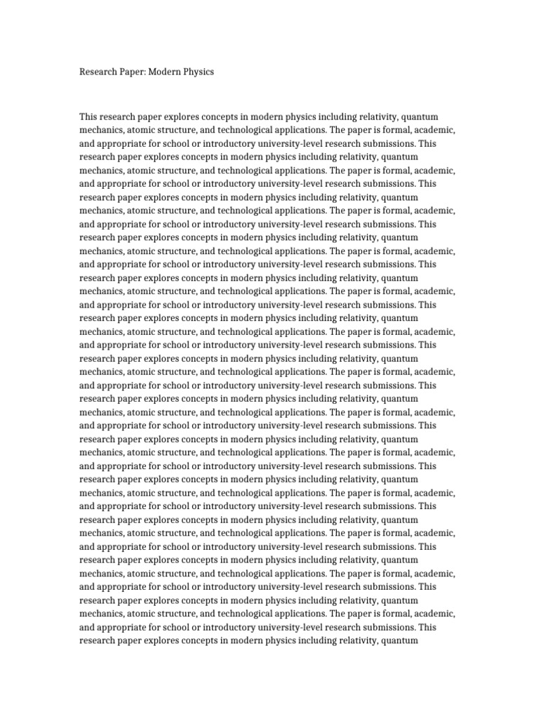Research_Paper_Modern_Physics | PDF | Physics | Mechanics