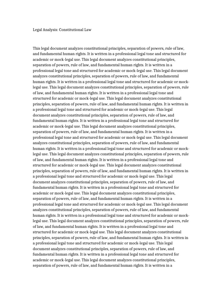 Legal Analysis Constitutional Law | PDF | Rule Of Law | Separation Of ...