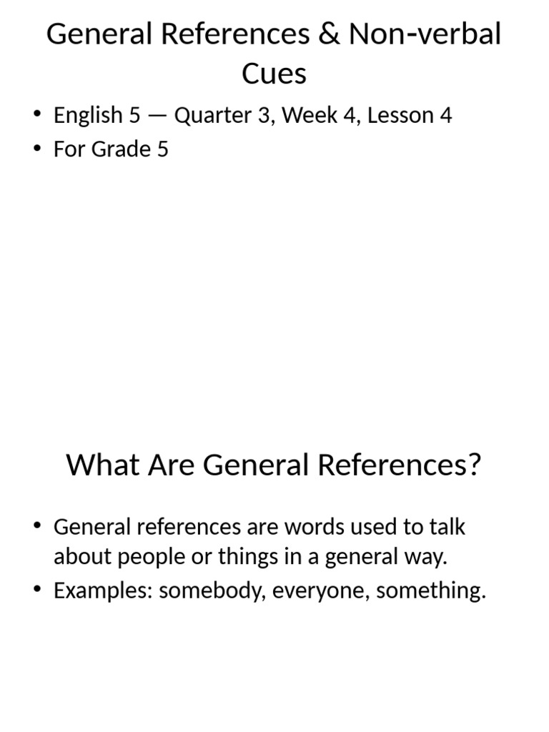 General References and Nonverbal Cues | PDF