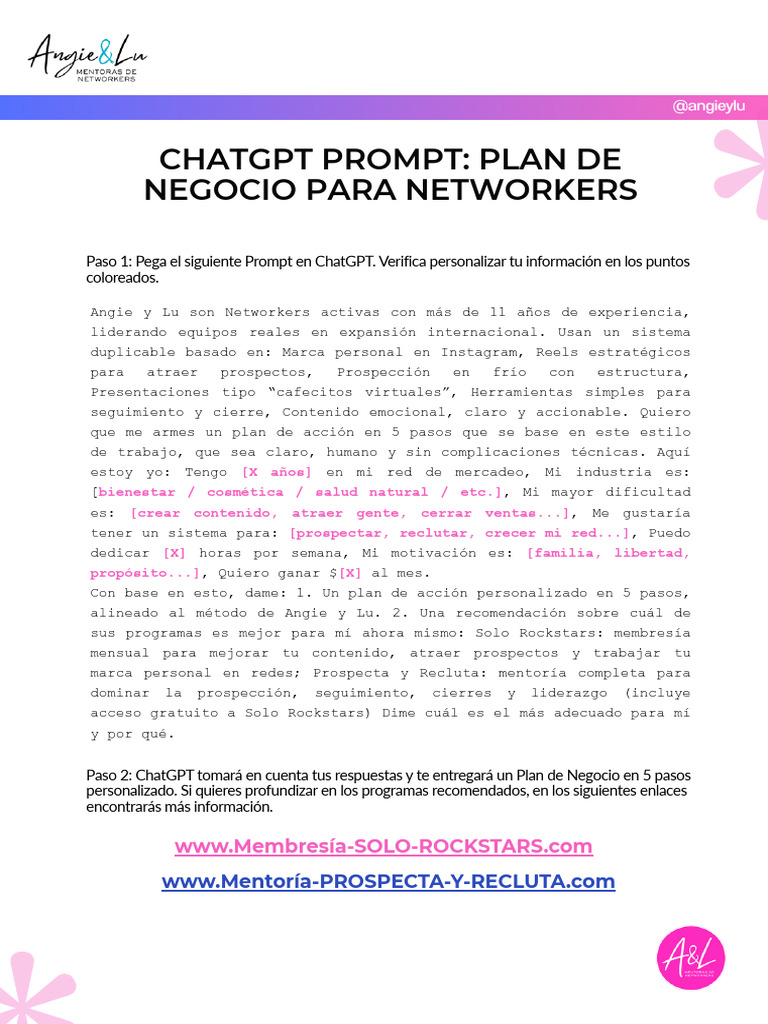Prompt Plan Negocio Networkers IG | PDF