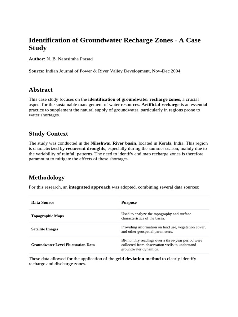 Identification of Groundwater Recharge Zones - A C | PDF | Groundwater ...