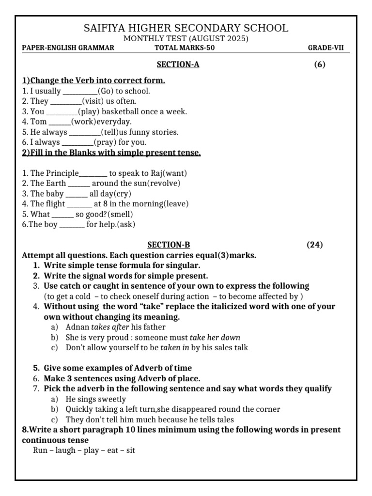 eng gr 7 | PDF | Adverb | Linguistic Typology