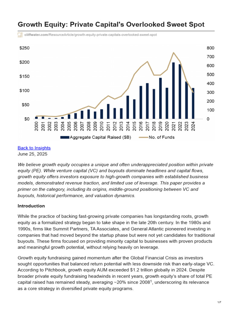 Growth Equity Private Capitals Overlooked Sweet Spot | PDF | Venture ...
