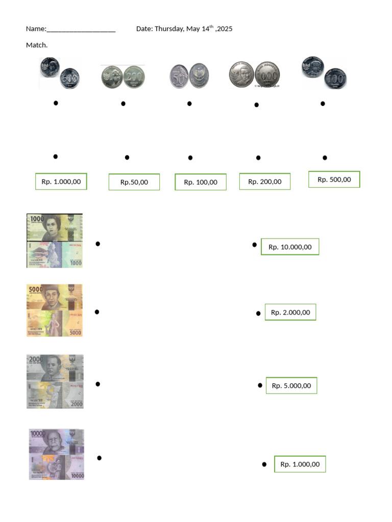 Math Review Money Rupiah | PDF