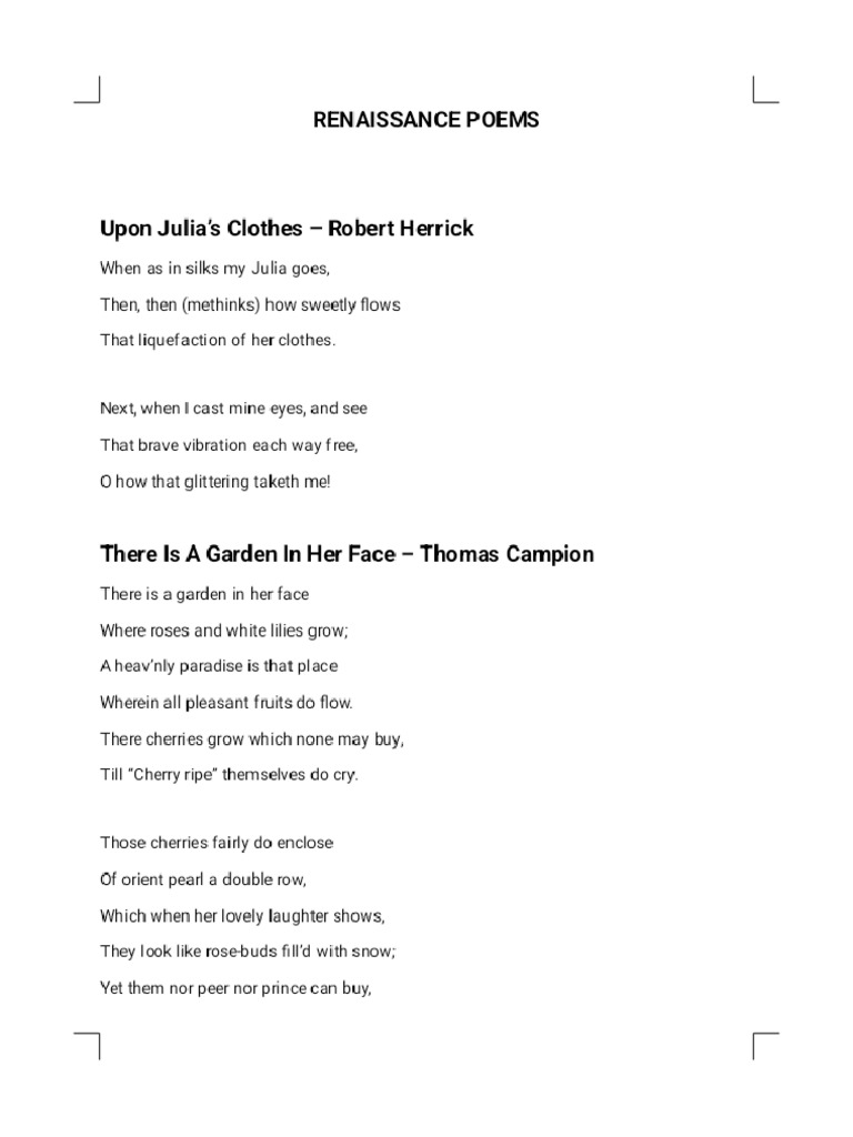 Renaissance Poem | PDF