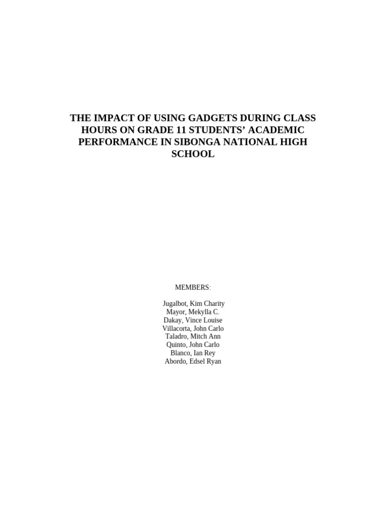 The Impact of Using Gadgets During Class Hours On - Docx Group 4 | PDF ...
