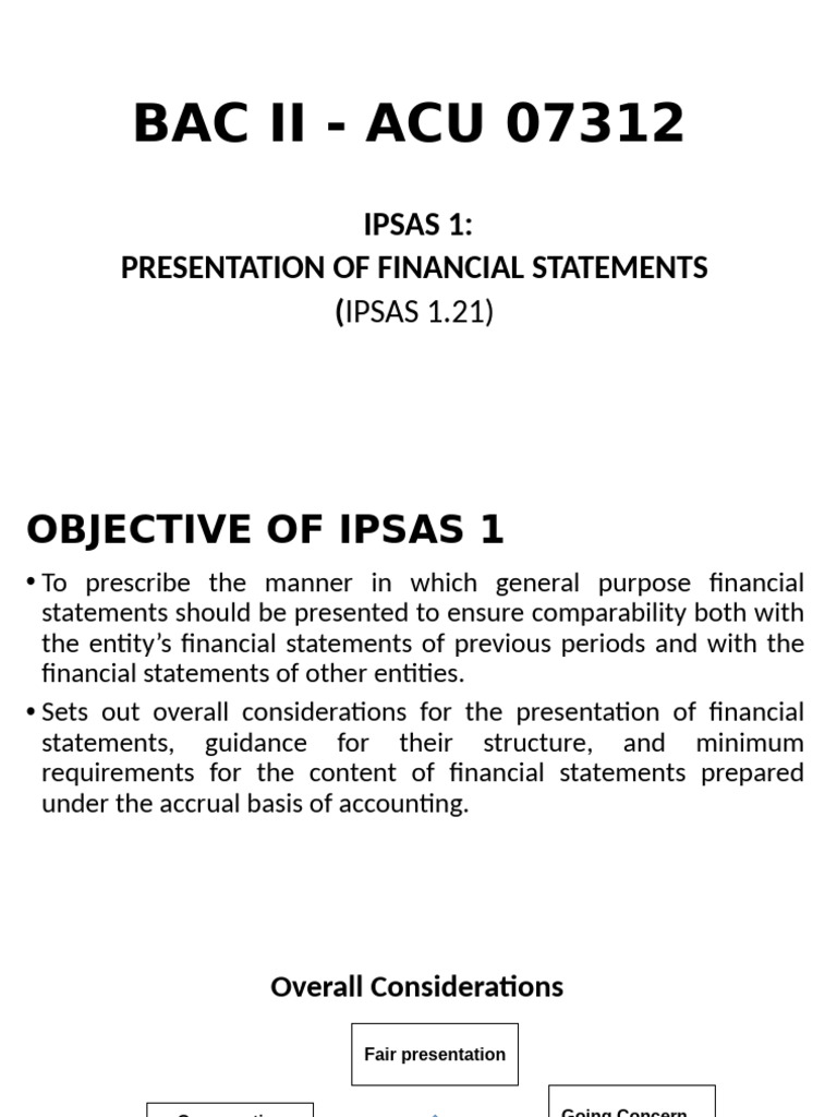 Unit 5 Ipsas 1 Bac 2 Acu 07312 | PDF | Balance Sheet | Going Concern