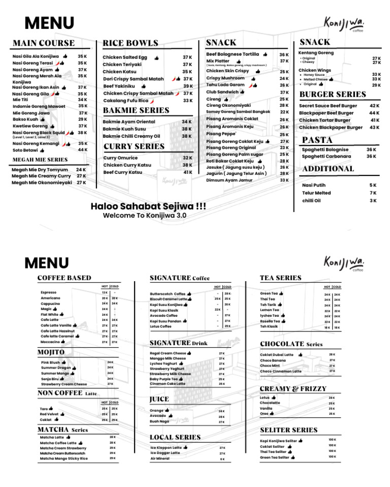 Menu KONIJIWA Bulukumba | PDF | Hamburgers | Asian Cuisine