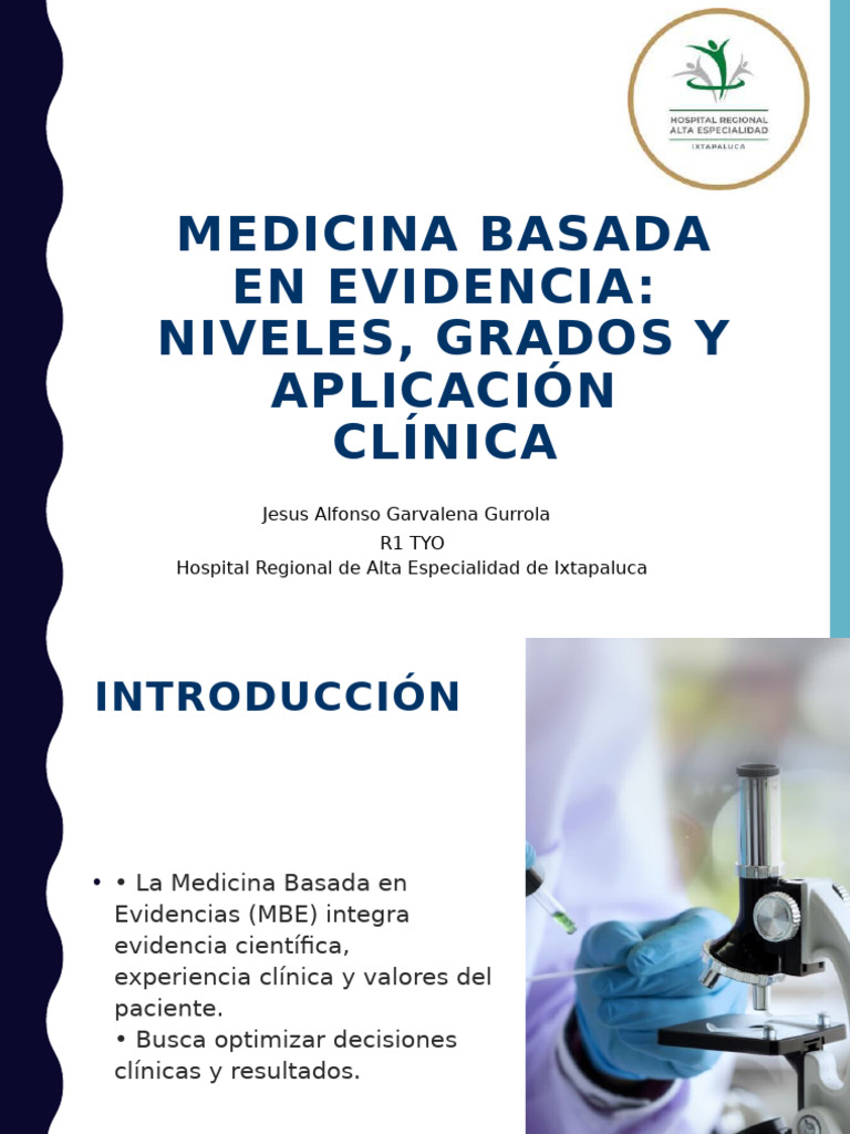 Medicina Basada en Evidencia Niveles, Grados y Aplicación Clínica | PDF ...