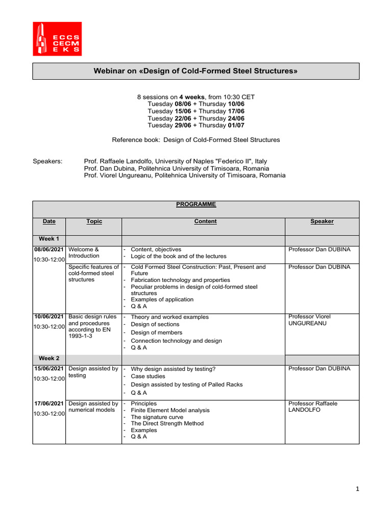 Programme Webinar Cold-Formed June2021 Final | PDF | Economy And The ...