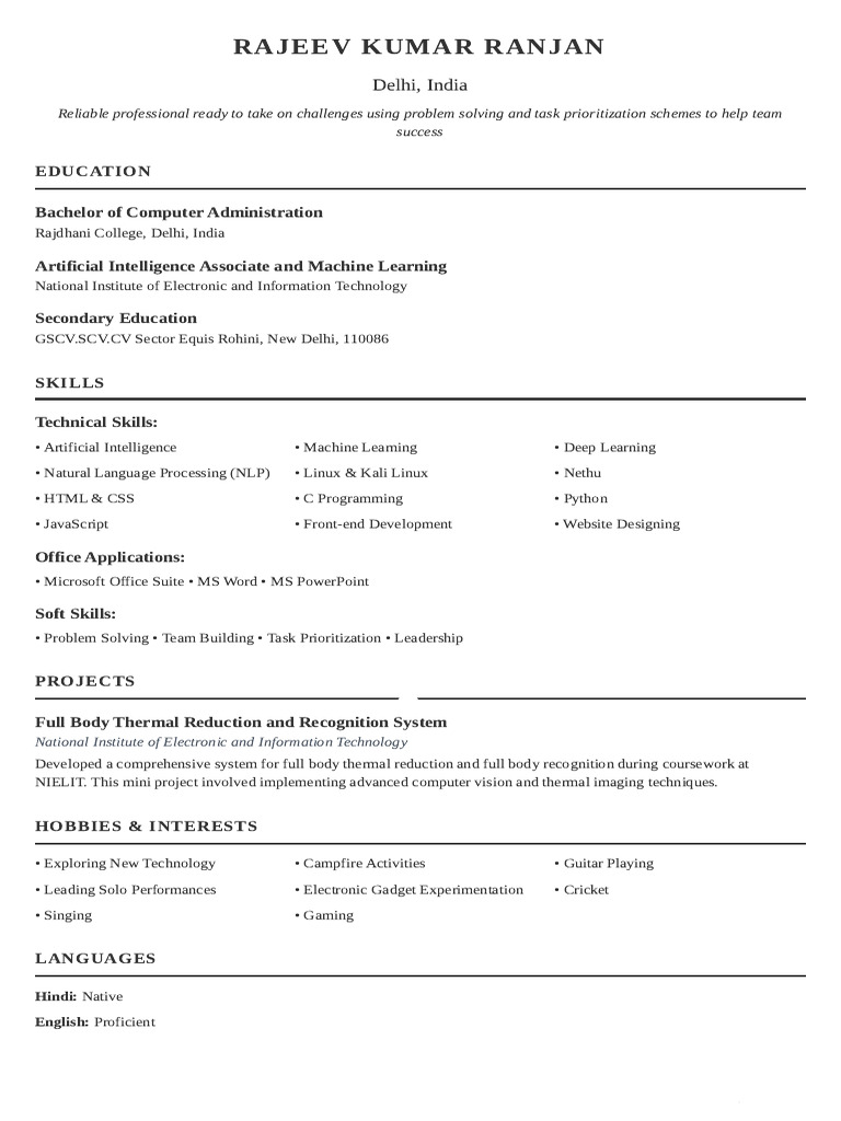Rajeev Kumar Ranjan Resume | PDF