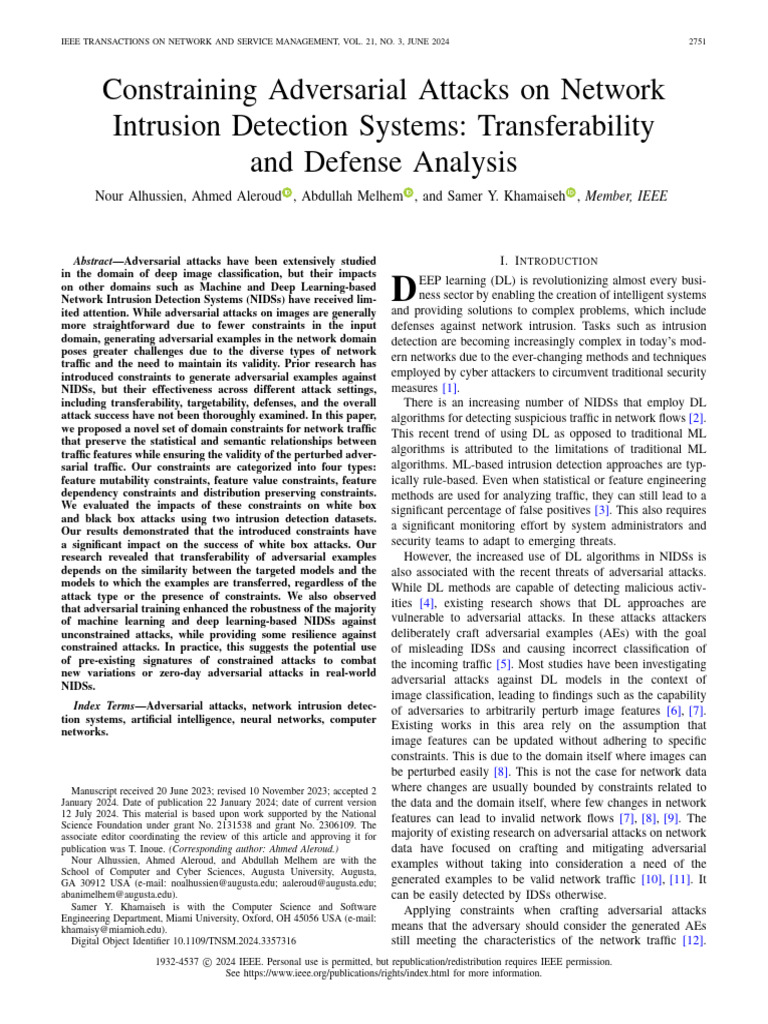 Constraining Adversarial Attacks On Network Intrusion Detection Systems ...