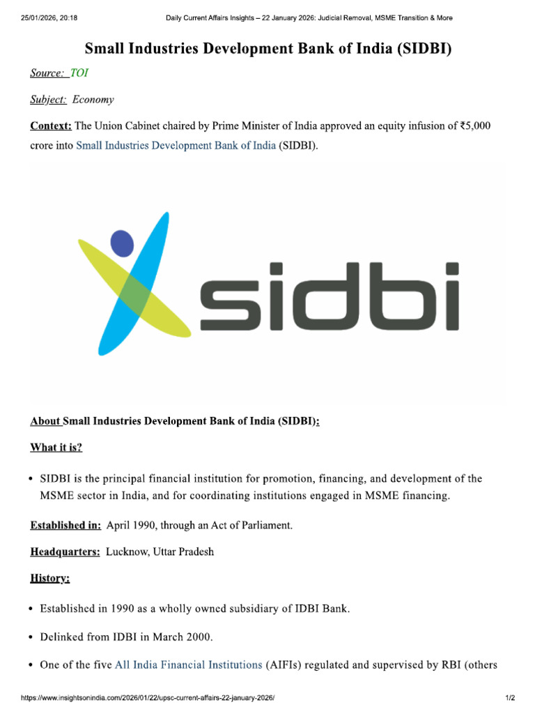 Small Industries Development Bank of India (SIDBI) | PDF