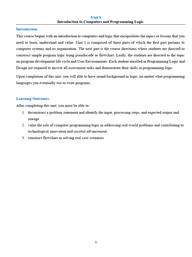 Unit1 Lesson1 Module in Programming Logic and Design | PDF | Computer ...