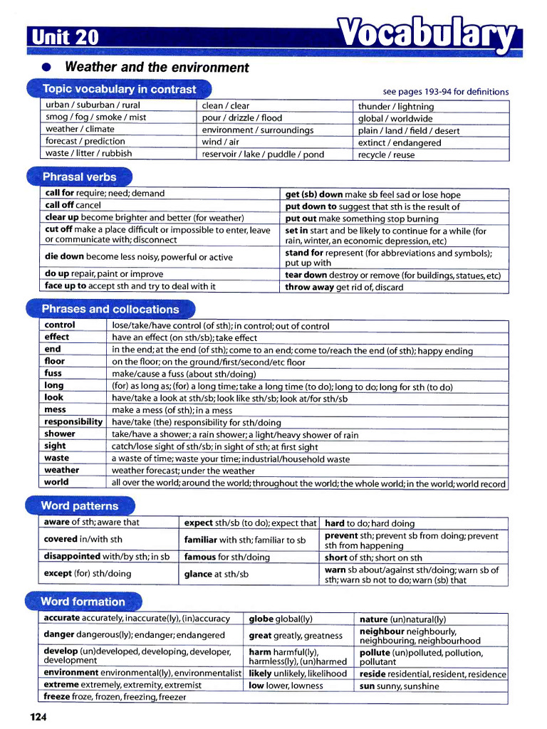 3.1.2. VB. Unit 20. Weather and the environment | PDF