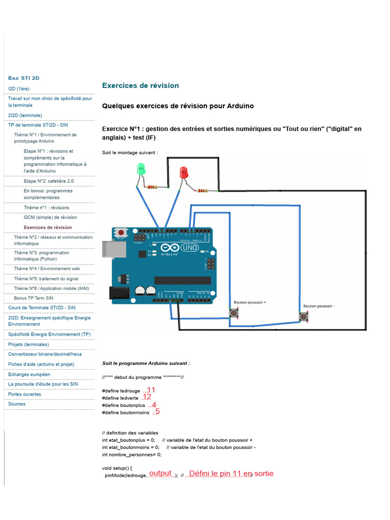 Exercices Sur L'arduino (À Simuler Sur Le Site TINKERCAD) | PDF | Génie ...