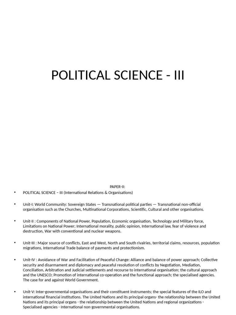 Political Science - III Notes 2022 by VBM | PDF | International Law ...