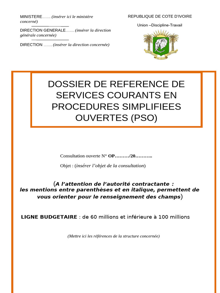 Dossier de Consultation de Services Courants en PSO | PDF | Taxe sur la ...