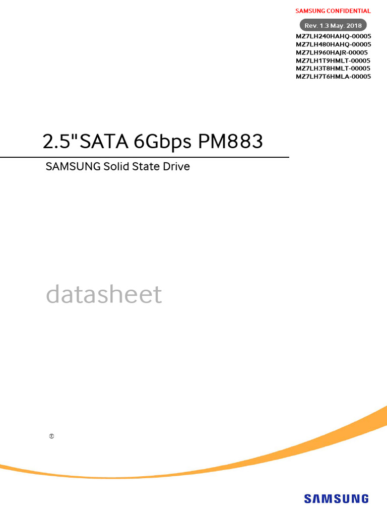 PM883 2.5 SSD Datasheet - v1.3 - For General SED | PDF | Solid State ...