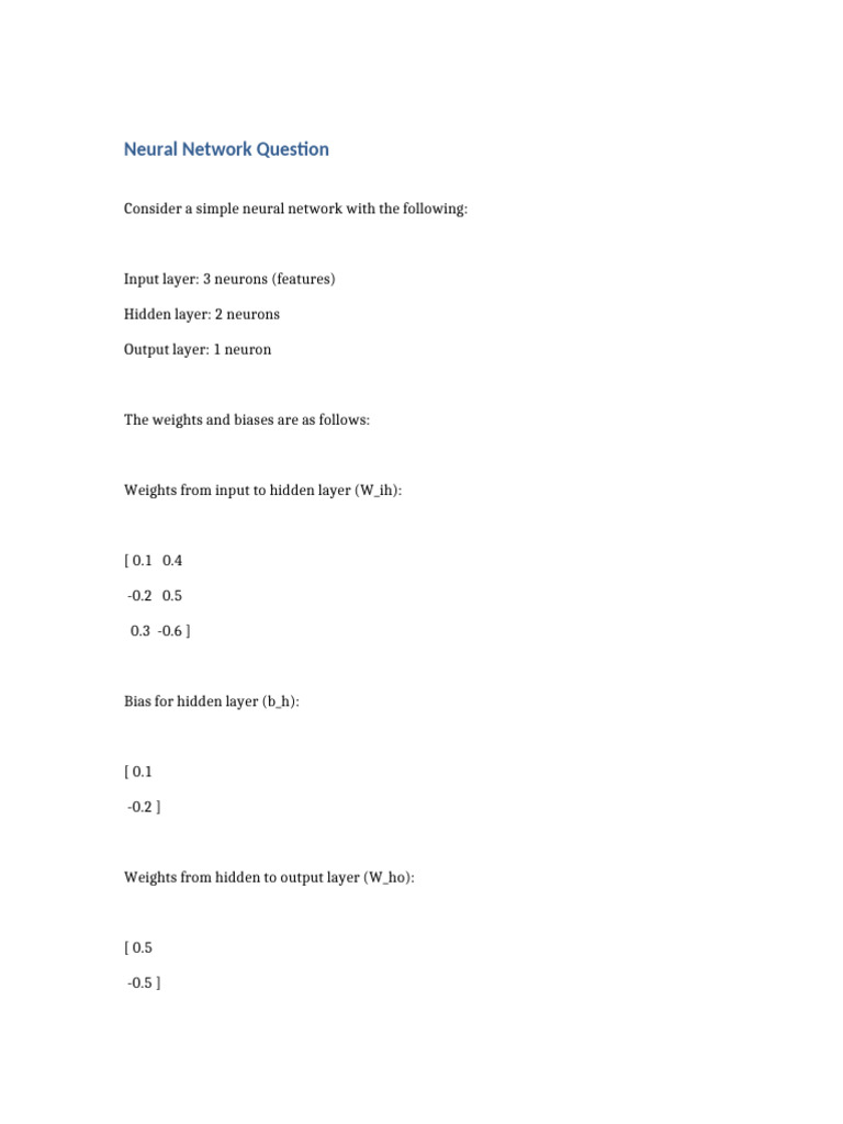 Neural Network Question | PDF
