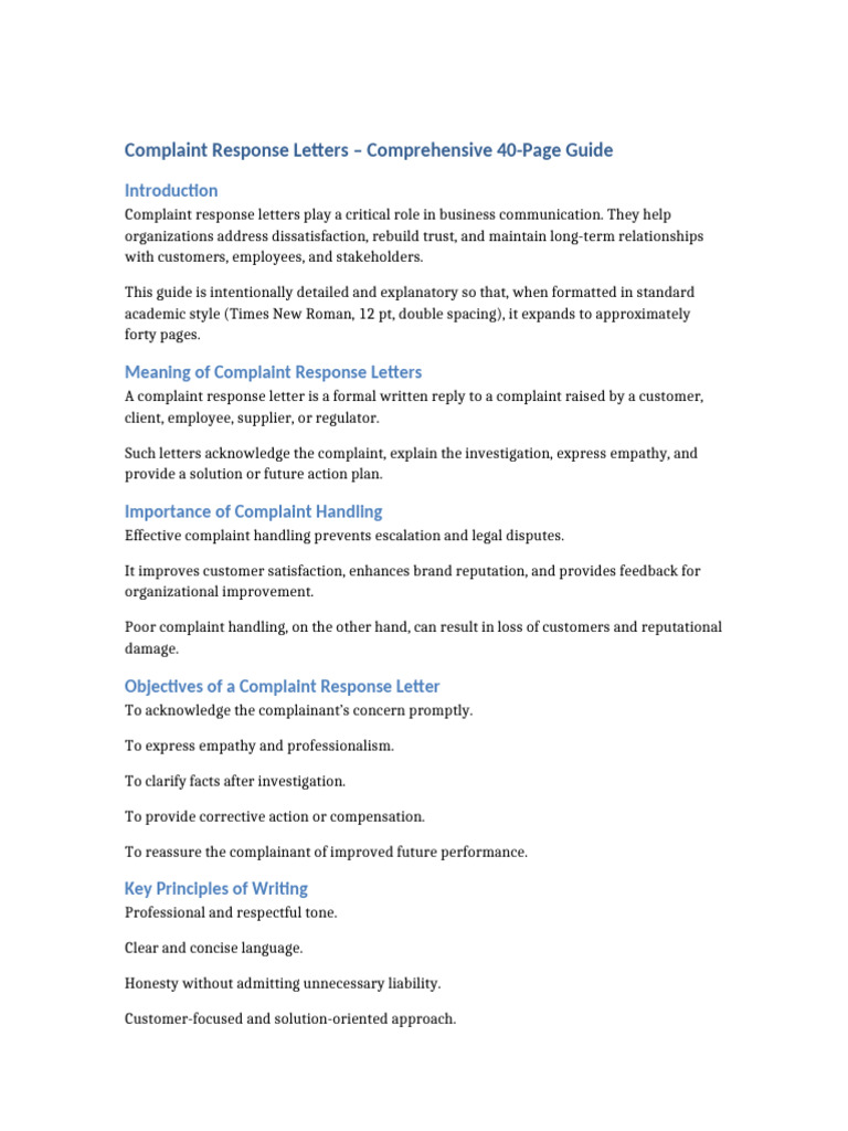 Complaint Response Letters 40 Pages Expanded | PDF | Empathy | Reputation
