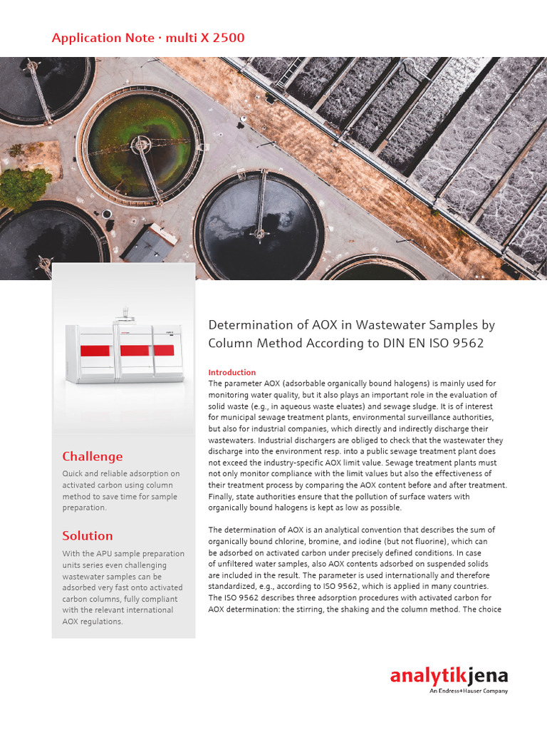 AppNote SP 0024 en AOX Wastewater | PDF | Adsorption | Sewage