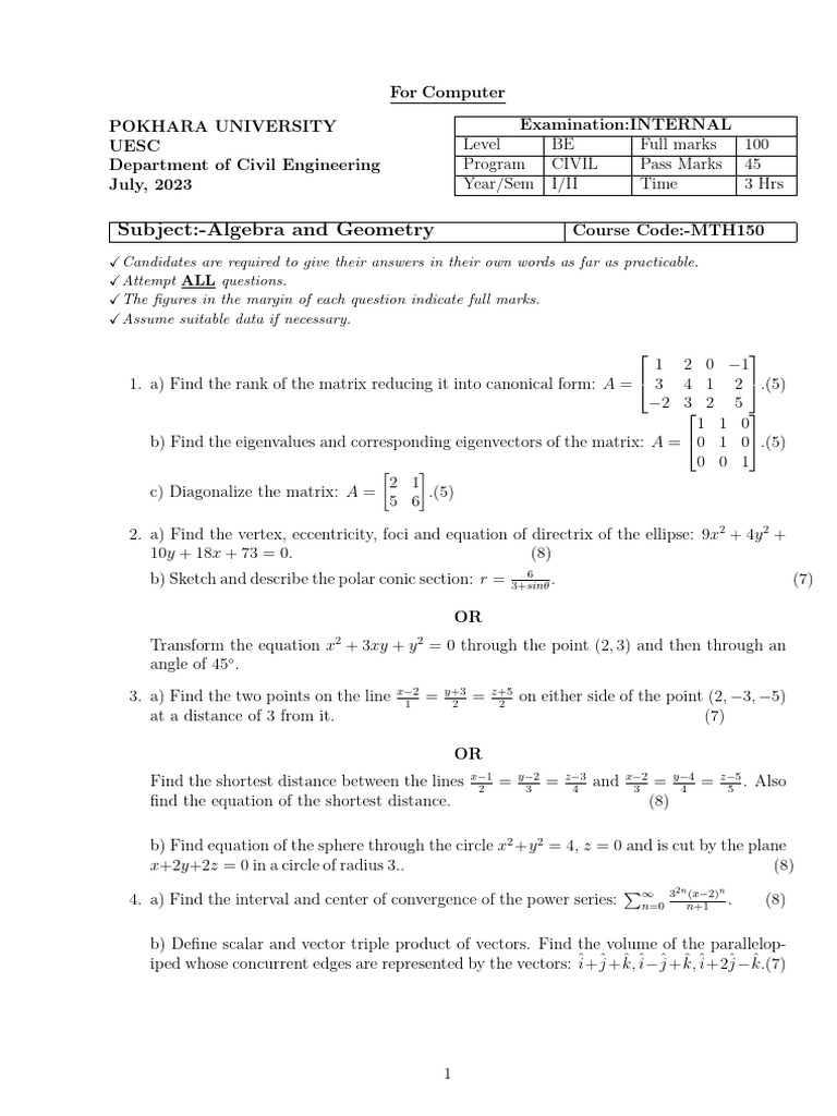 Be II Sem Math Set 2 | PDF | Mathematical Physics | Differential Geometry