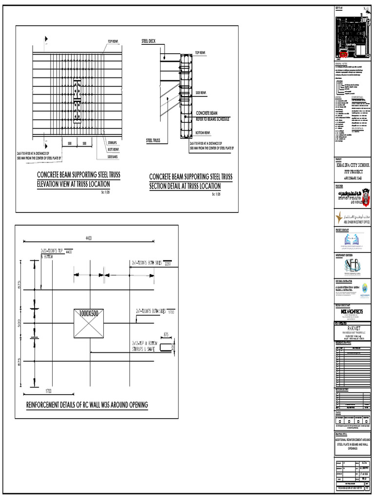 Additional Rebars Around Steel Plates & W35 REBAR AROUND OPENING | PDF ...
