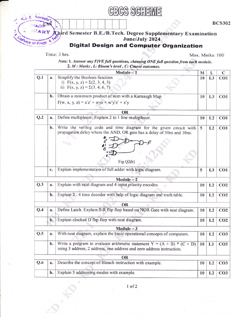 BCS302 July24 | PDF | Computing | Computer Architecture