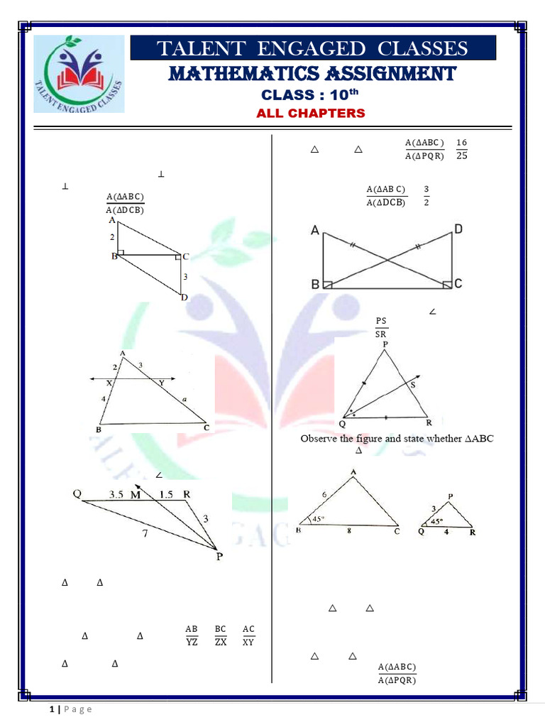 Maths - 02 - Class 10 1 Mark Questions | PDF | Circle | Area