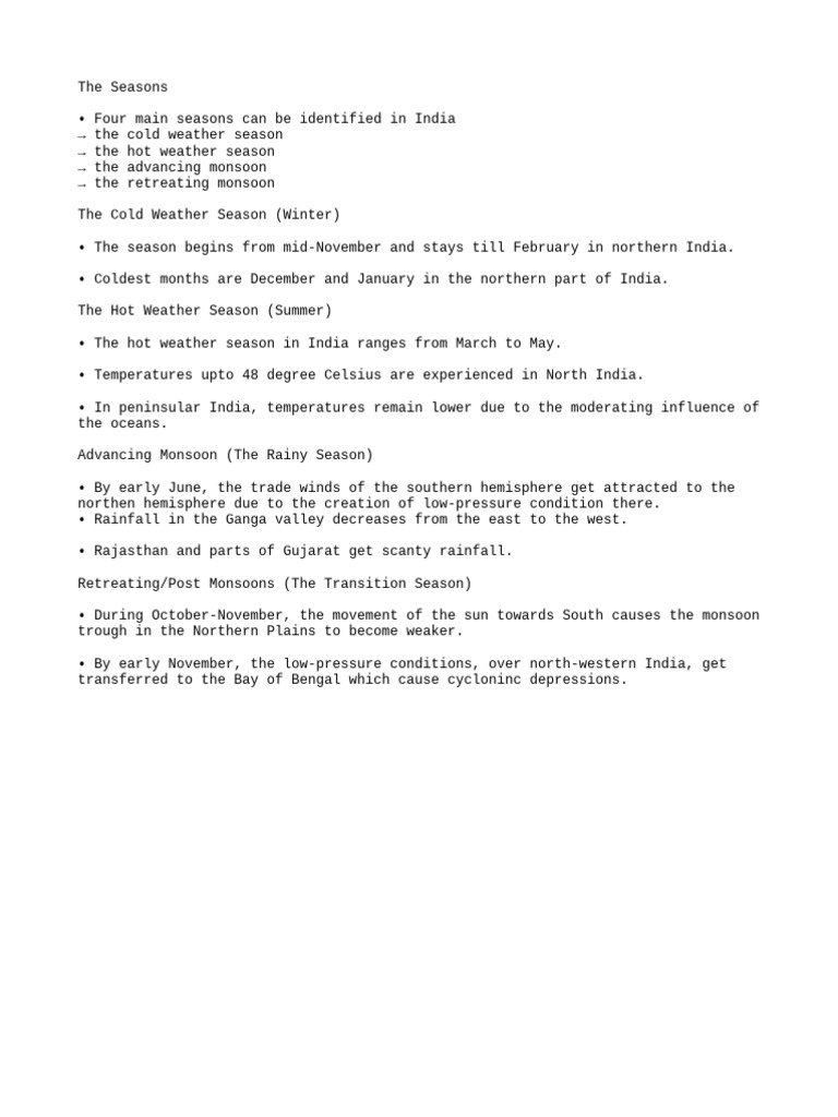 Chapter 4 Notes Till Monsoon 2 | PDF