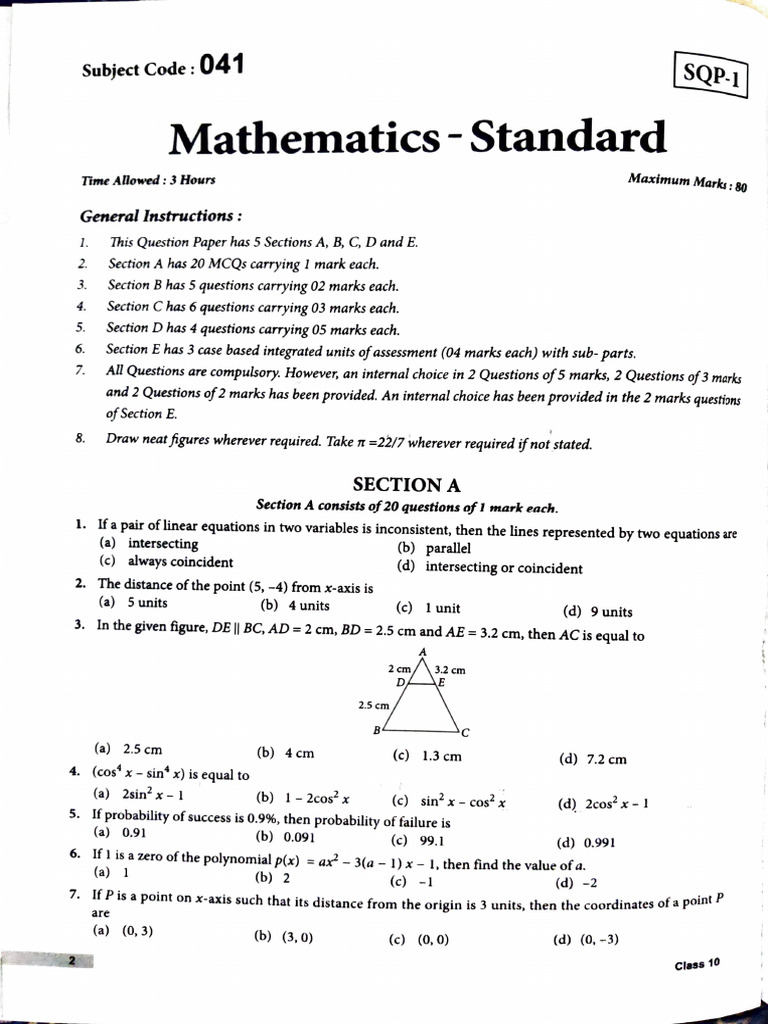 Math Standard Paper 3 | PDF | Mathematical Objects | Euclidean Geometry