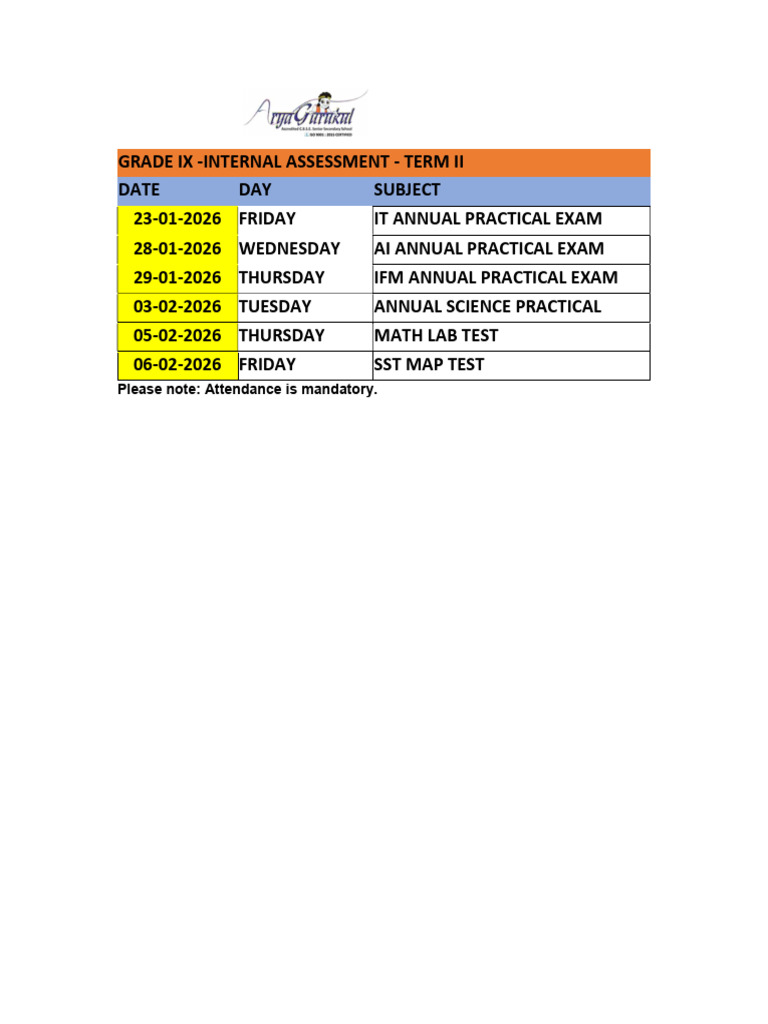 Grade Ix Internal Assessment 2025-26 | PDF