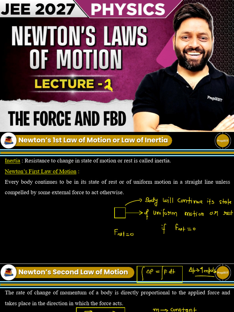 L 02 - Newton's 2nd Law of Motion | PDF | Force | Newton's Laws Of Motion