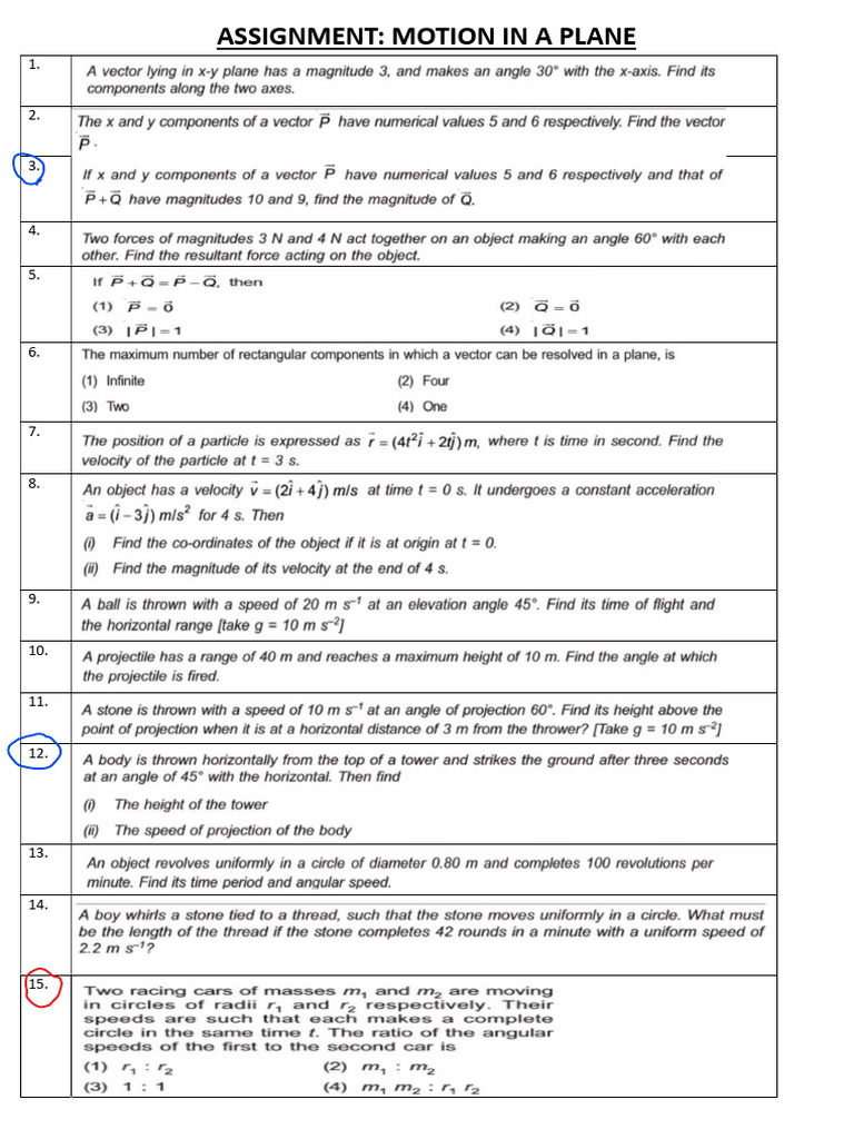 MOTION IN A PLANE 1 | PDF