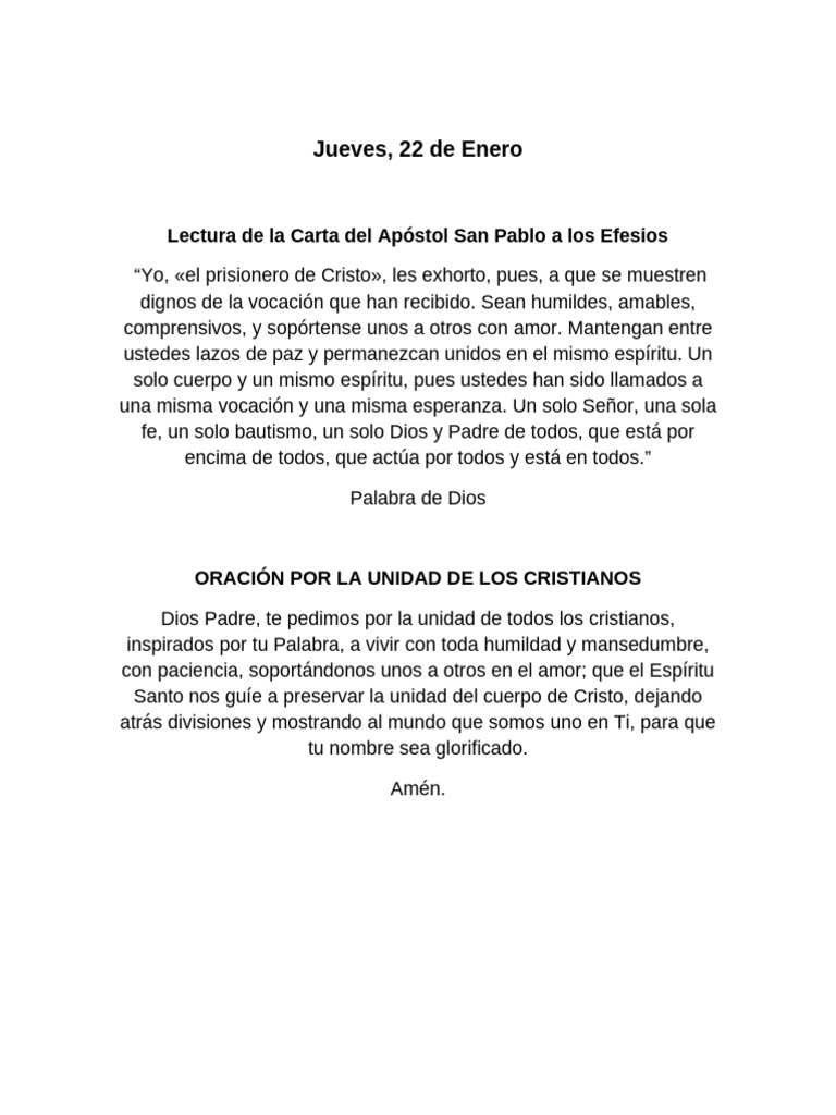 Oración Por La Unidad de Los Cristianos | PDF