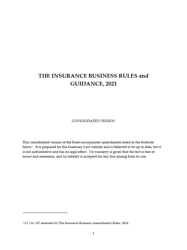 The Insurance Business Rules and Guidance, 2021 - 1 | PDF | Insurance ...