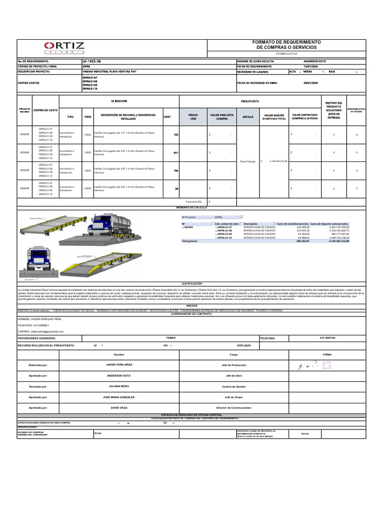 RQ UI-1455-26 Varillas Acero para Instalación de Básculas | PDF