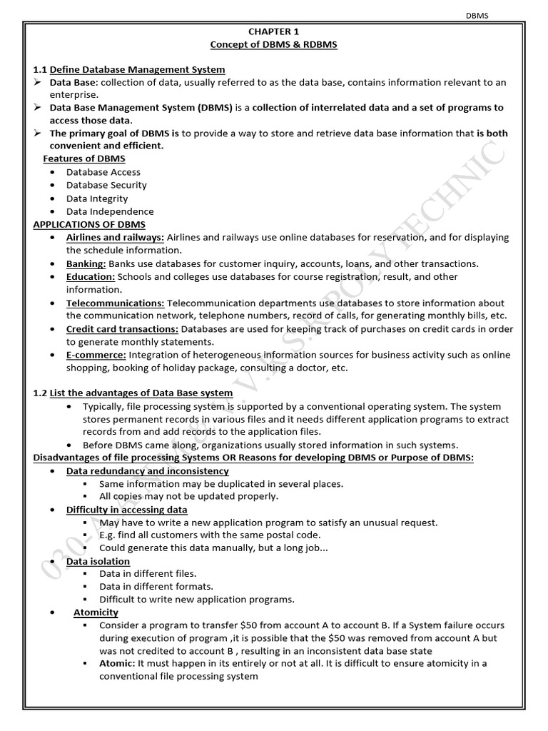 C-20 Dbms Unit-1 for 2b and 2e | PDF | Conceptual Model | Databases