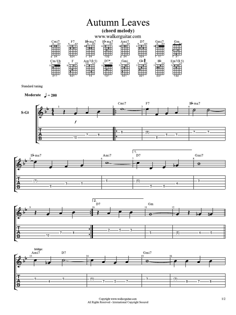 Autumn Leaves Chord Melody PDF