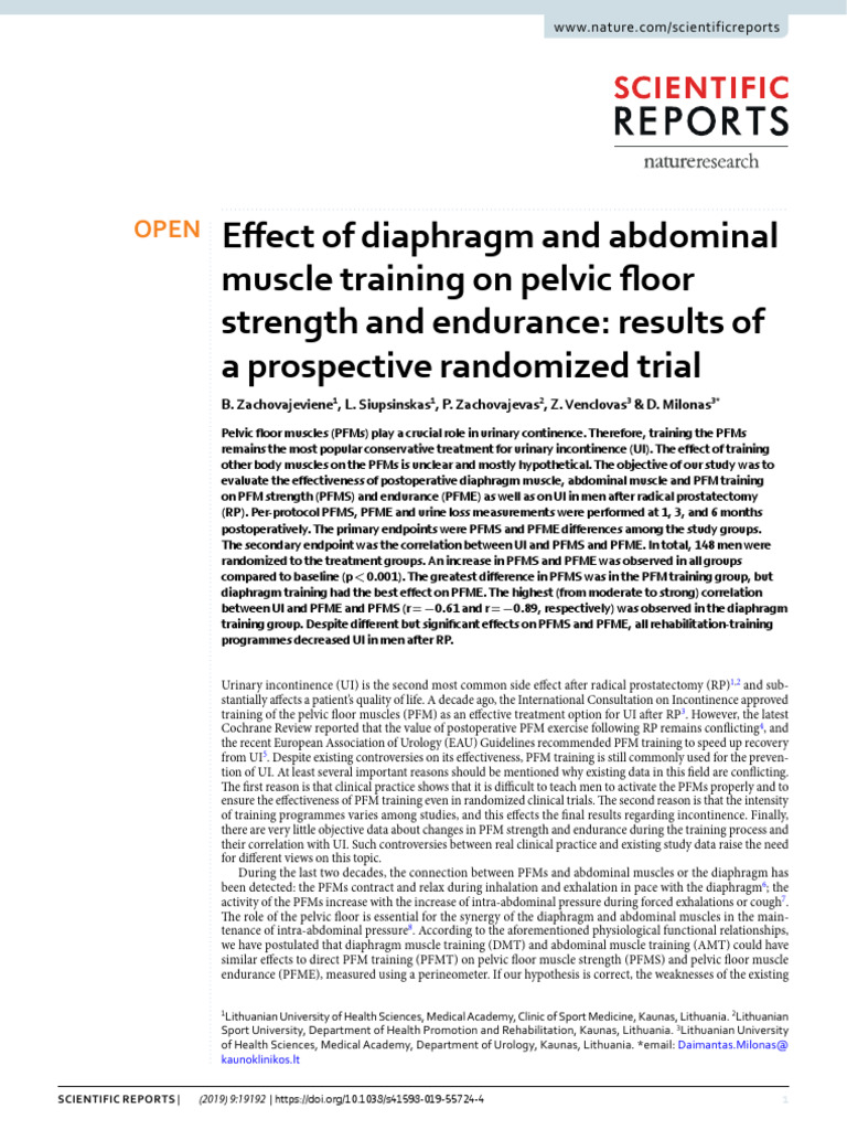 Effect of Diaphragm and Abdominal Muscle Training on Pelvic Floor ...