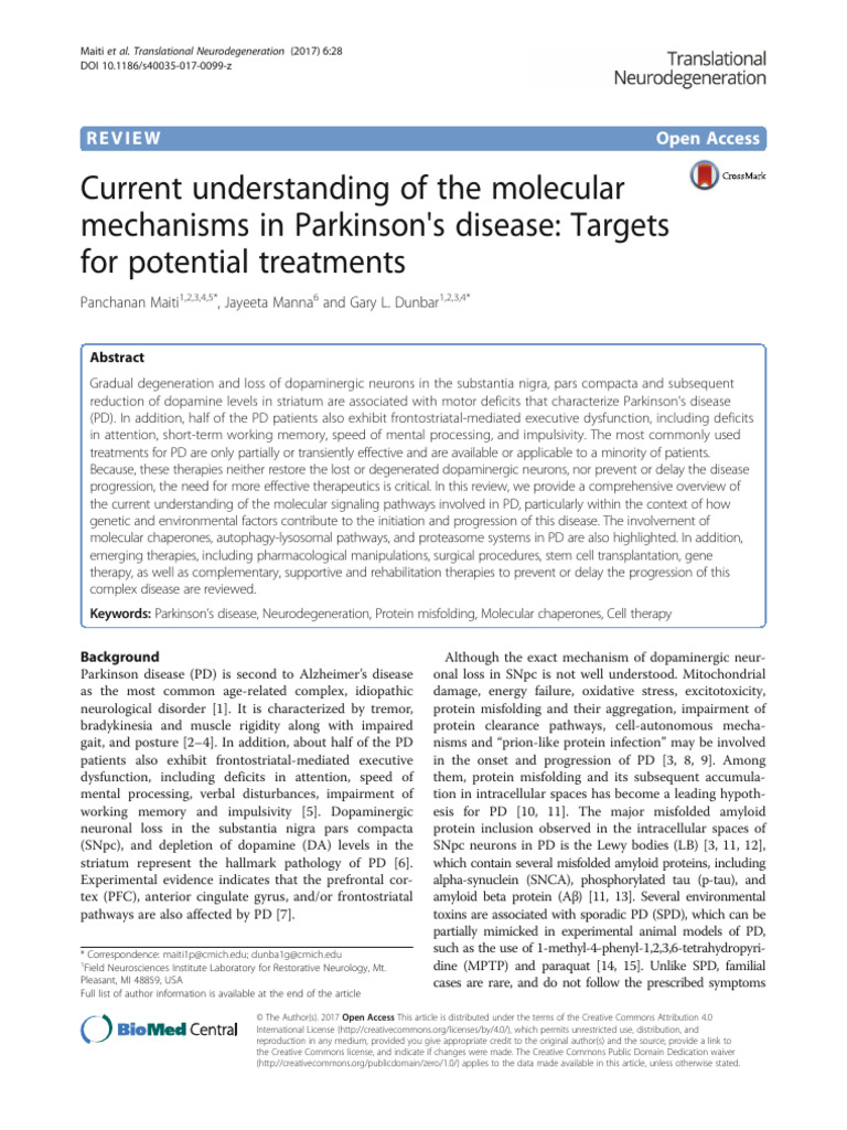 Mitochondrial Connection To Parkinson Disease | PDF | Parkinson's ...