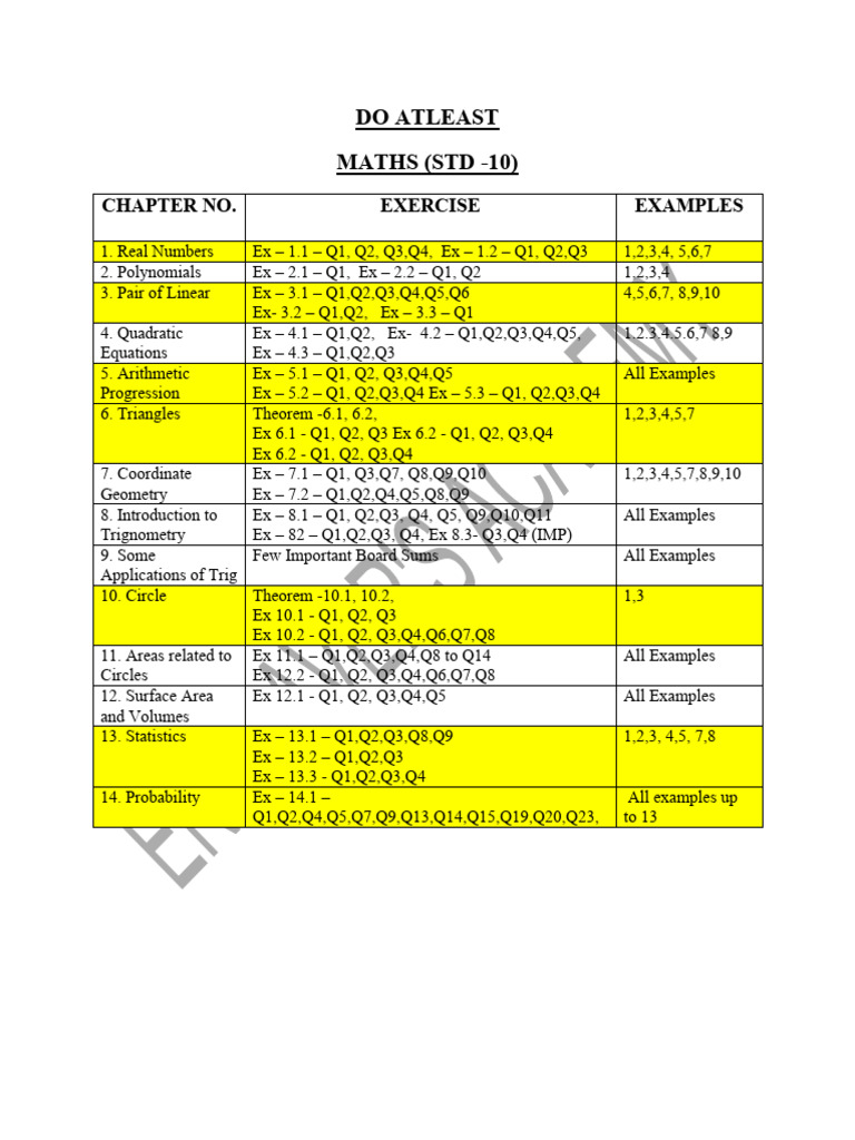 Do Atleast Maths 10 (H) | PDF