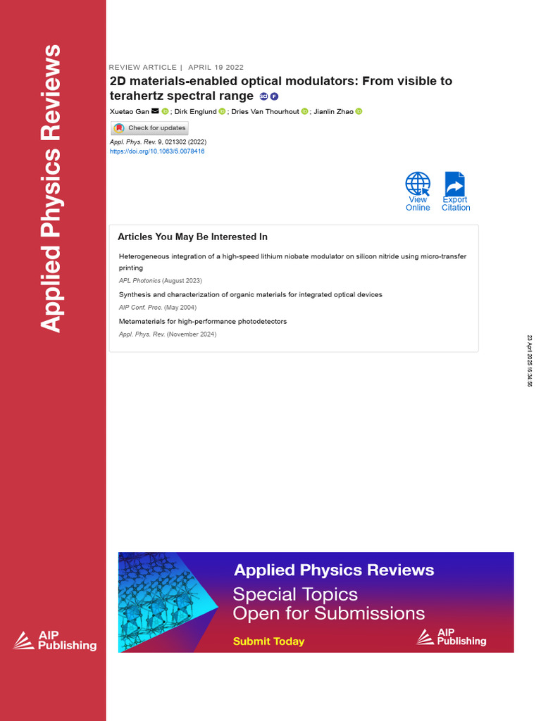 2D Materials-Enabled Optical Modulators - From Visible To Terahertz ...