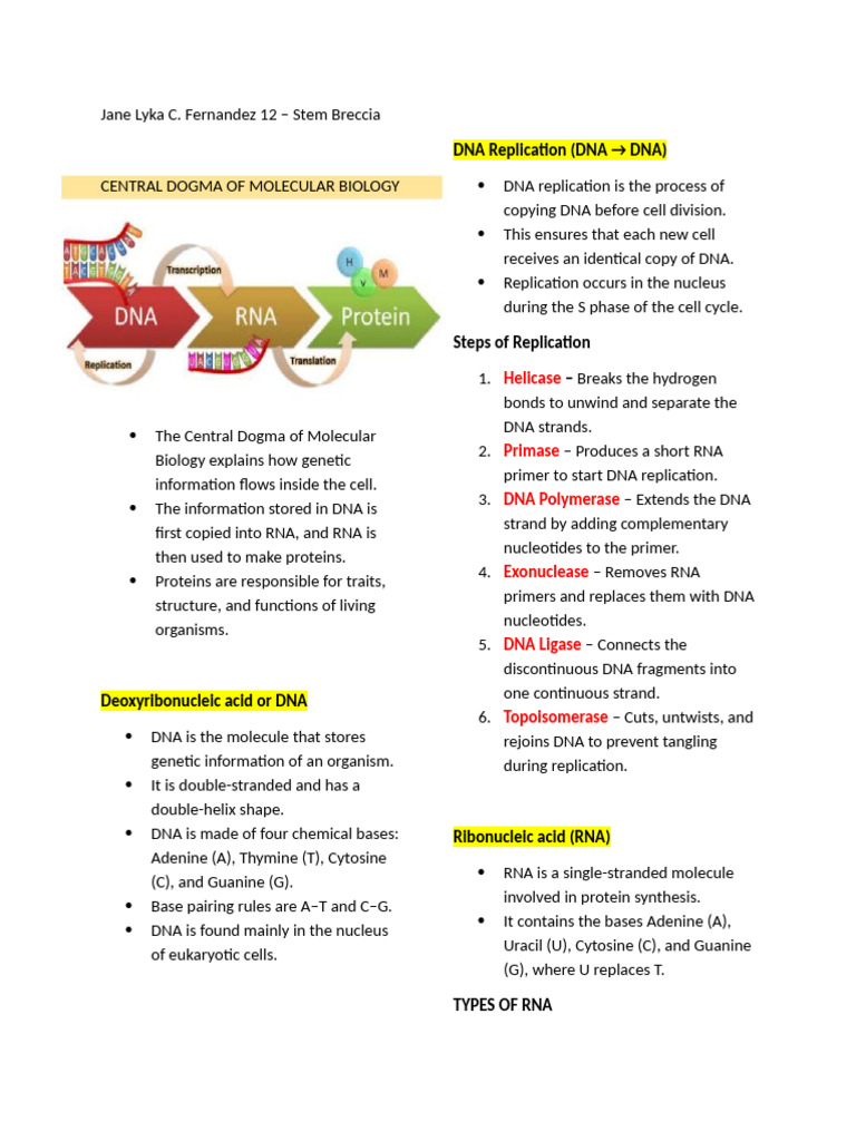 Central Dogma of Molecular Biology | PDF | Dna | Rna