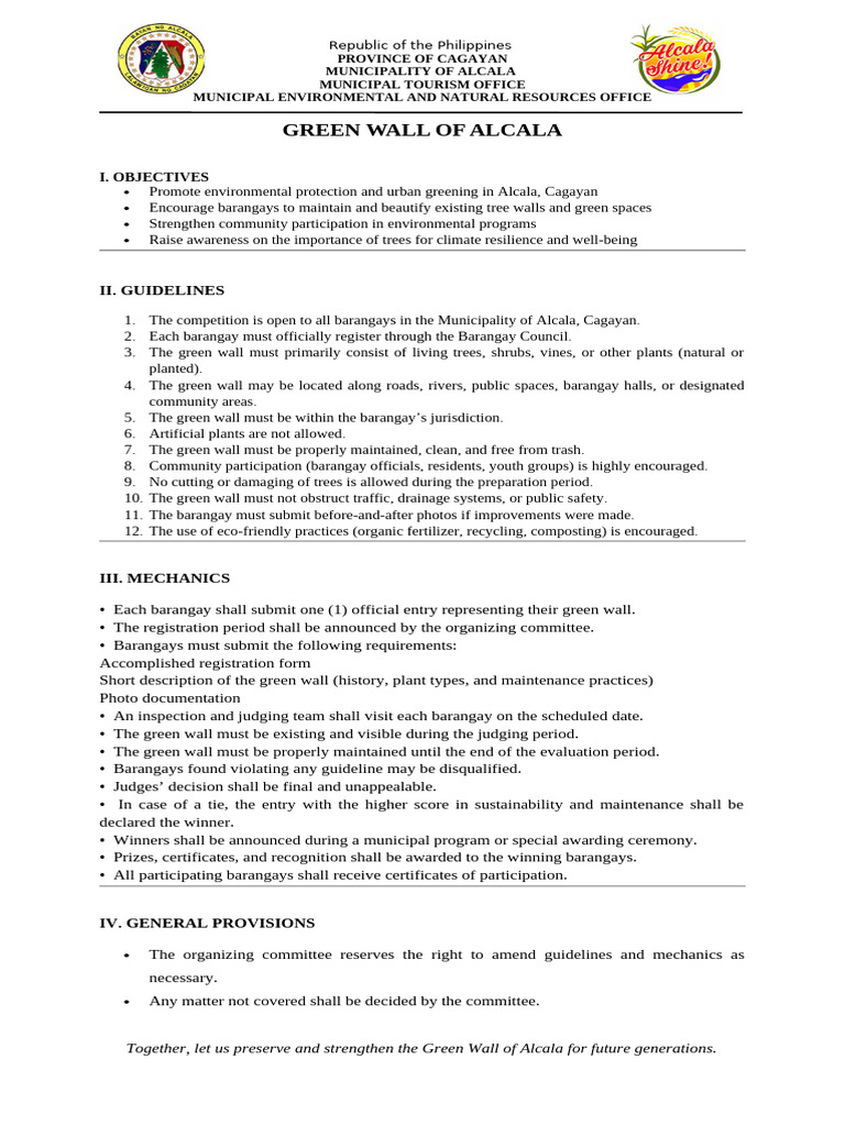 Greenwall Criteria of Judging | PDF | Plant Nursery | Agriculture
